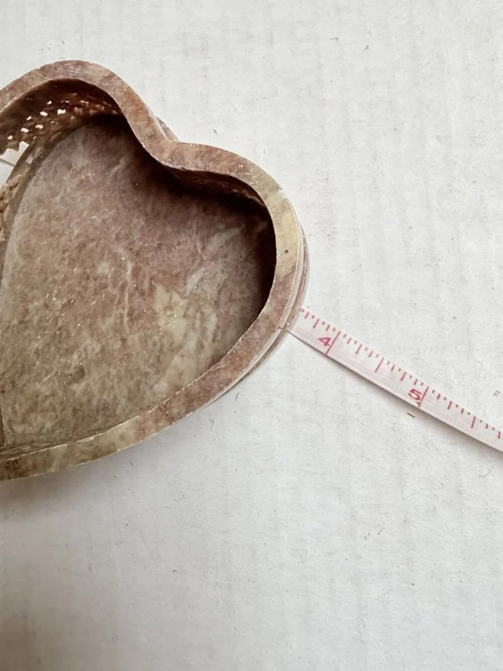 Small Heart Shaped Brown Tan Stone Trinket Dish Jewelry Make Up Tray FLAWED